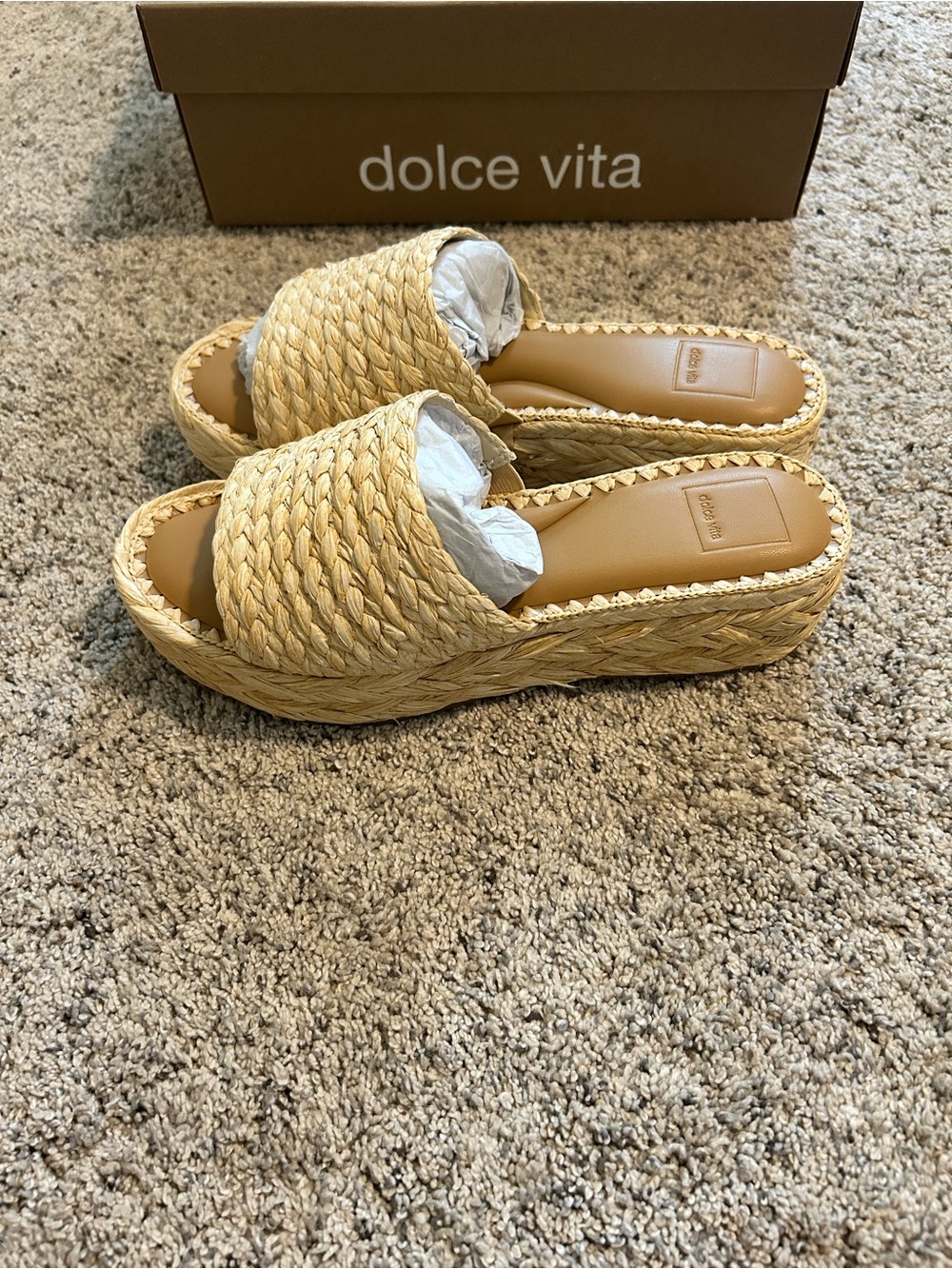 Dolce Vita Natural Braided Platform Slide Sandals